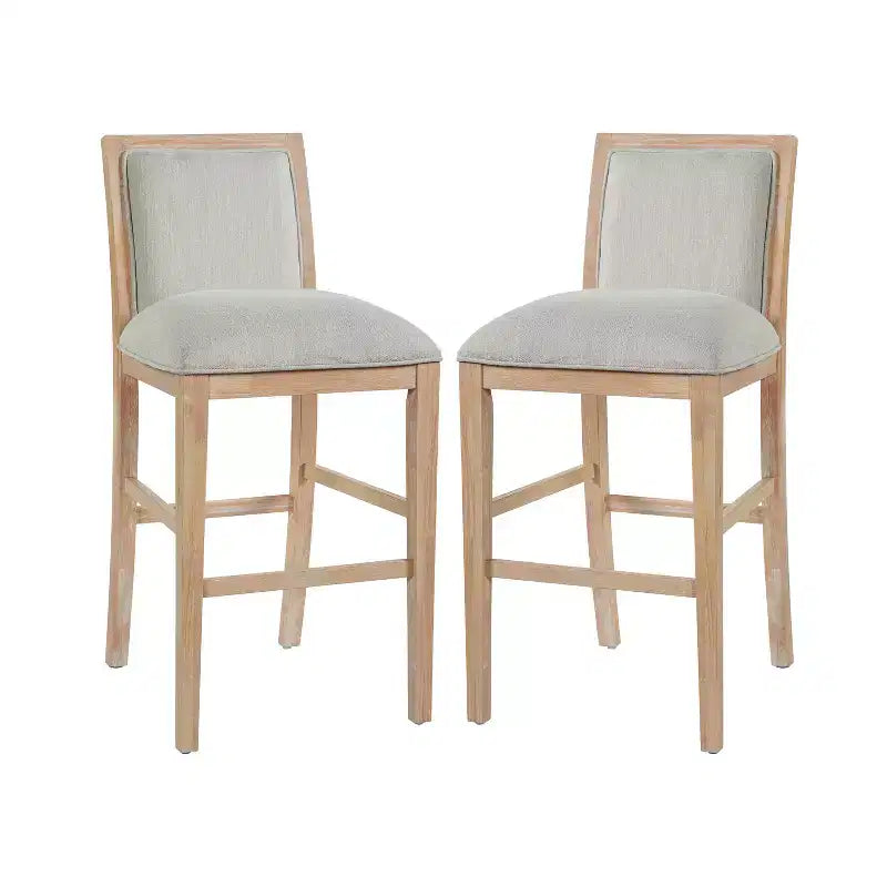 Sgabelli da Bar Moderni Ren Imbottiti in Legno di Gomma, Altezza Contatore (Set di 2)
