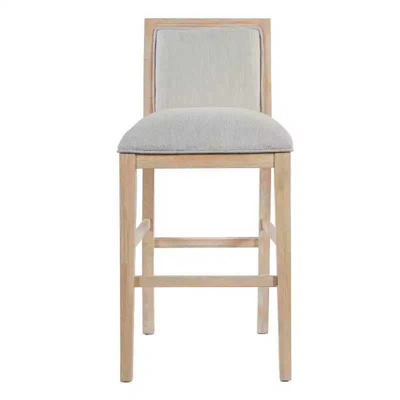 Sgabelli da Bar Moderni Ren Imbottiti in Legno di Gomma, Altezza Contatore (Set di 2)