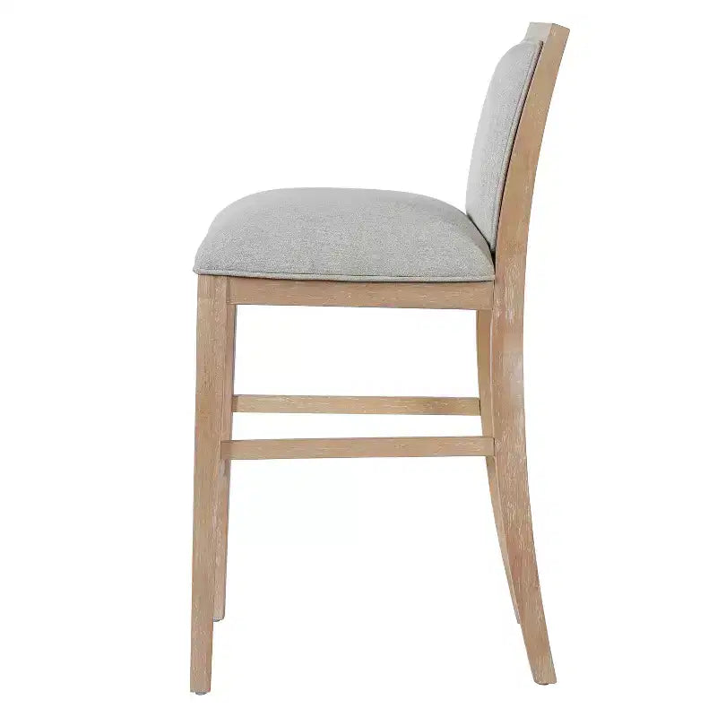 Sgabelli da Bar Moderni Ren Imbottiti in Legno di Gomma, Altezza Contatore (Set di 2)