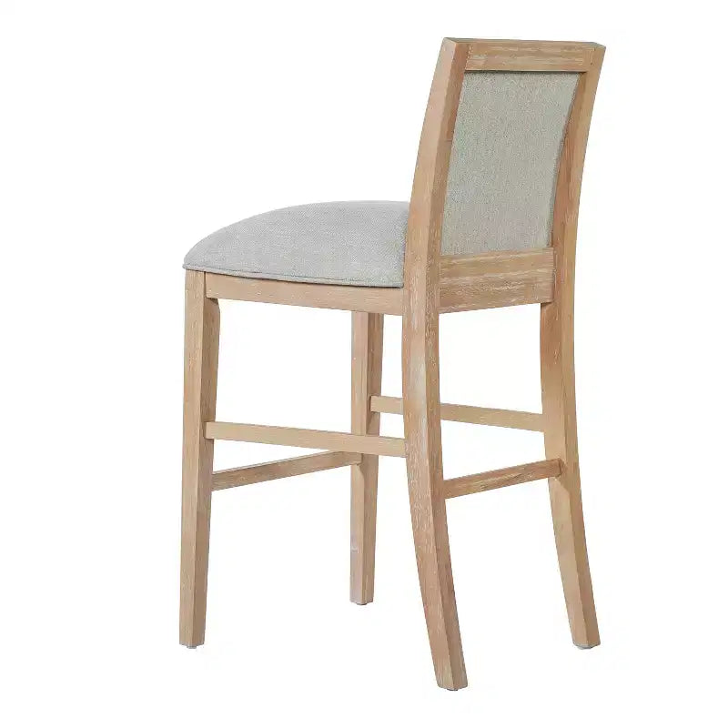 Sgabelli da Bar Moderni Ren Imbottiti in Legno di Gomma, Altezza Contatore (Set di 2)
