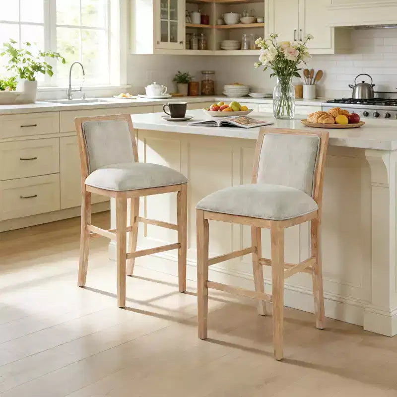 Christopher Knight Home Ren Modern Rubberwood Upholstered Height Bar Stools (Set of 2)