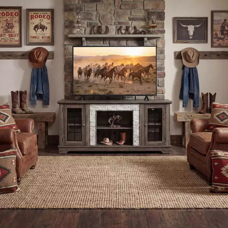 Mobile porta TV moderno grigio da 147 cm con 2 ante e finitura effetto pietra