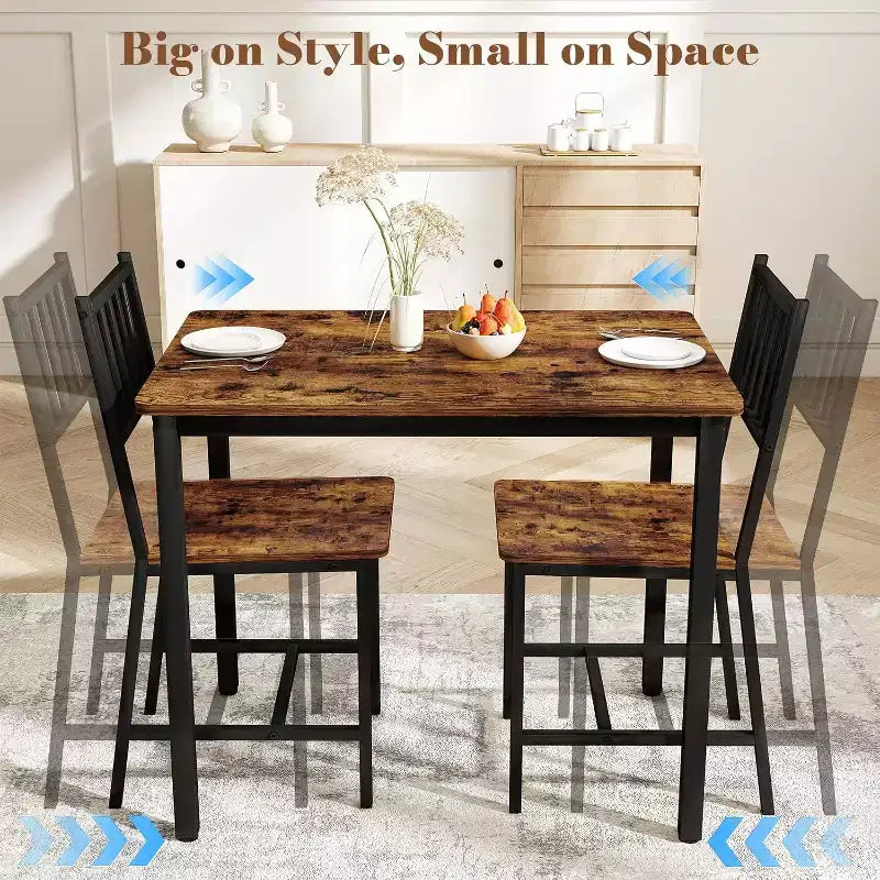 3-Piece Rectangular Dining Table Set for 2, Kitchen Table Set with 2 Chairs, Breakfast Nook Furniture for Kitchens, Dining Room, Brown