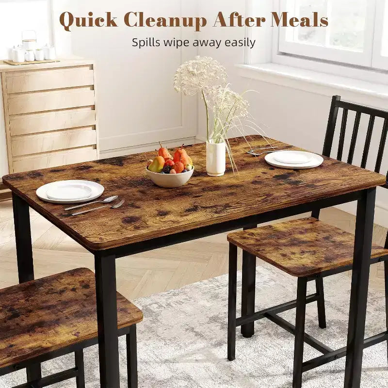 Set da pranzo rettangolare in 3 pezzi per 2 persone, set da cucina con 2 sedie, mobili per angolo colazione per cucine, sale da pranzo, marrone