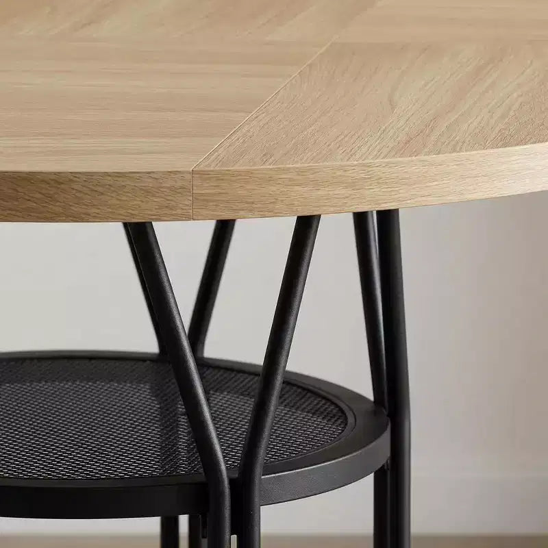 Tavolo da Pranzo Rotondo Moderno da 47 Pollici per 4-6 Persone, Tavolo da Cena Rotondo per Cucina con Scaffale Contenitore e Robusta Struttura in Metallo per Sala da Pranzo e Appartamento