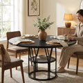 47 Modern Round Dining Table for 4-6 People, Circle Kitchen Dinner Table w/ Storage Shelf & Sturdy Metal Frame for Dining Room & Apartment