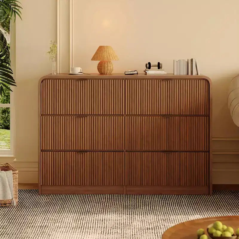 Cassettiera Larga a 8 Cassetti Scanalati con Bordi Arrotondati, Comò Moderno, Mobile Contenitore Versatile per Camera da Letto, Soggiorno e Ingresso