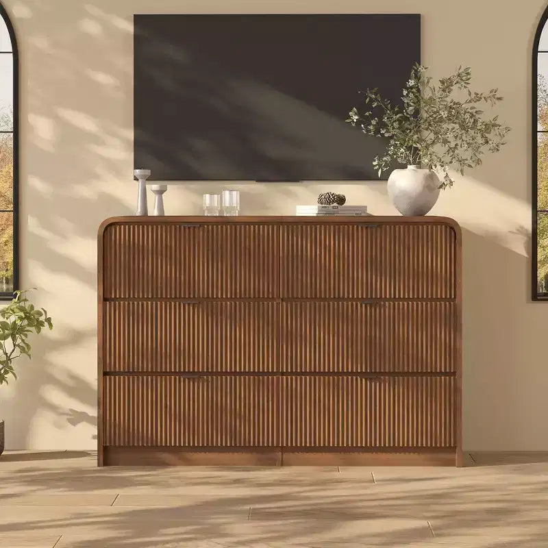 Cassettiera Larga a 8 Cassetti Scanalati con Bordi Arrotondati, Comò Moderno, Mobile Contenitore Versatile per Camera da Letto, Soggiorno e Ingresso
