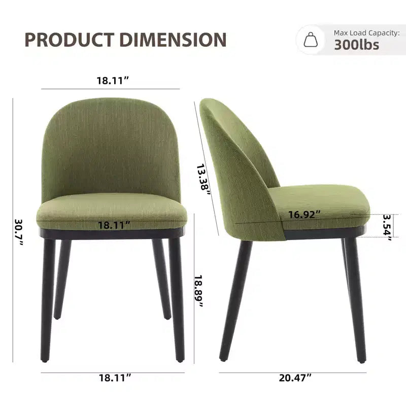 Set di 2 sedie da pranzo moderne in tessuto, robuste sedie da pranzo con schienale alto in legno per uso domestico, in cucina e commerciale