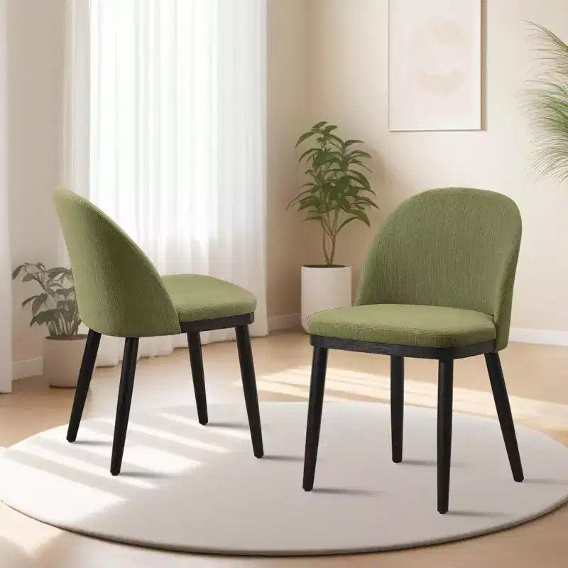 Set di 2 sedie da pranzo moderne in tessuto, robuste sedie da pranzo con schienale alto in legno per uso domestico, in cucina e commerciale