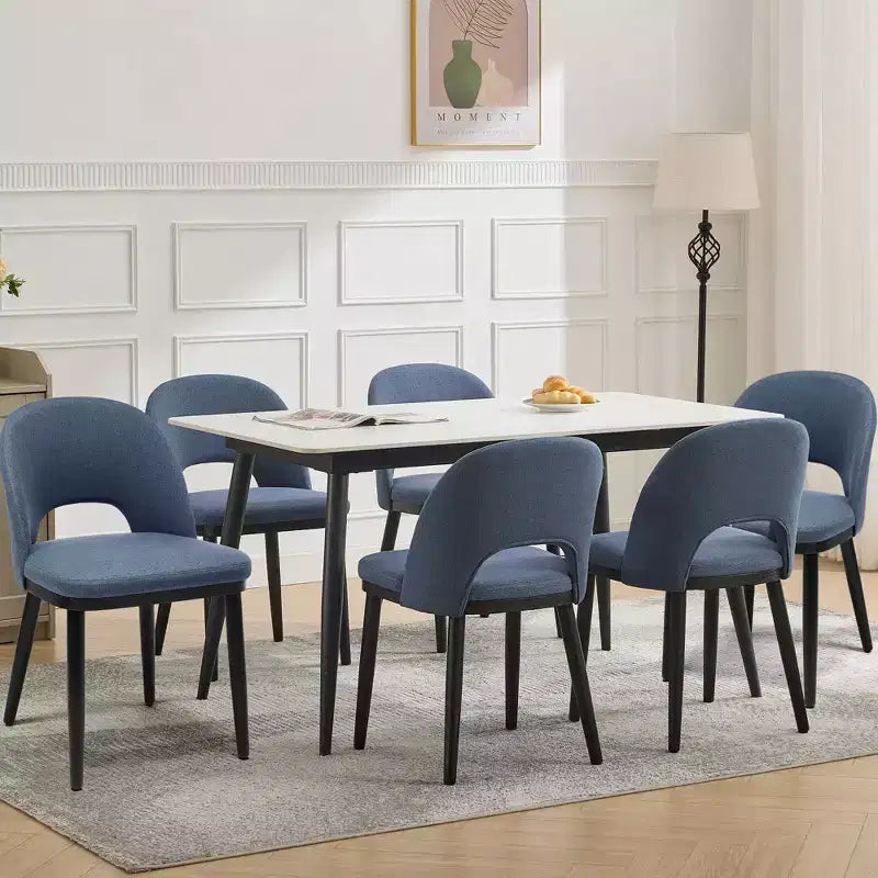 Set di 2 sedie da pranzo moderne in tessuto, robuste sedie da pranzo con schienale alto in legno per uso domestico, in cucina e commerciale