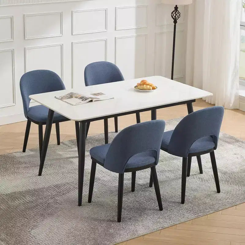 Set di 2 sedie da pranzo moderne in tessuto, robuste sedie da pranzo con schienale alto in legno per uso domestico, in cucina e commerciale