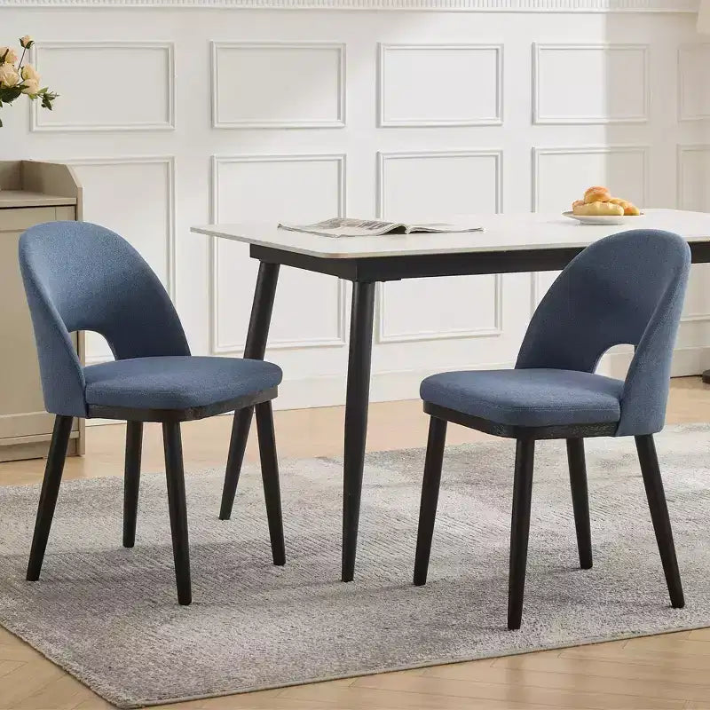 Set of 2 Modern Fabric Dining Chairs, Sturdy Wooden Frame High Back Dinner Chairs for Home Kitchen & Commercial Use