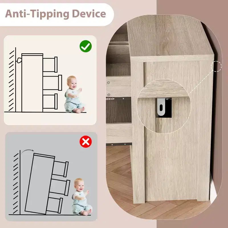 Comò ampio a 7 cassetti per camera da letto, cassettiera moderna in legno, mobile contenitore grande per soggiorno e ingresso