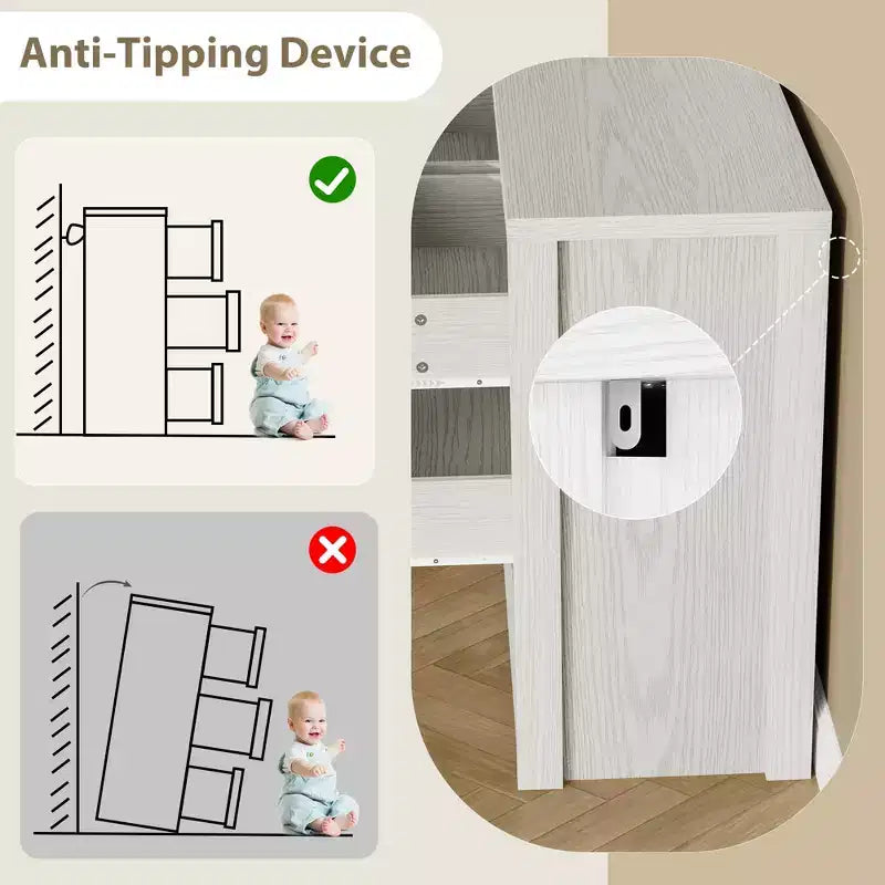 Comò ampio a 7 cassetti per camera da letto, cassettiera moderna in legno, mobile contenitore grande per soggiorno e ingresso
