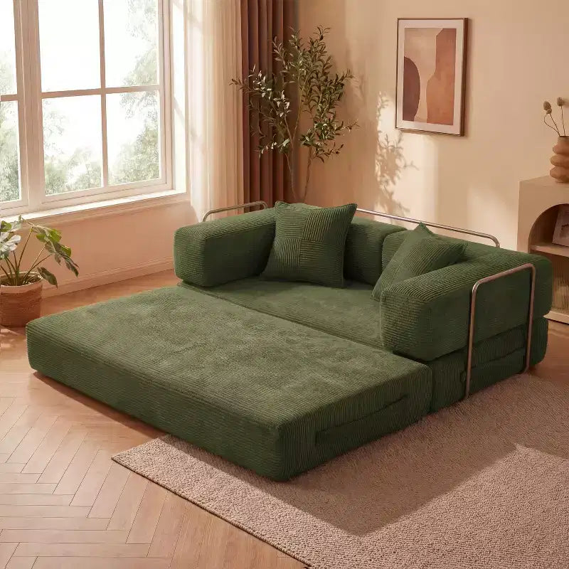 65Divano letto pieghevole in velluto a coste, divano matrimoniale a pavimento, 4-in-1, combinazione fai-da-te, divano modulare comodo e pieghevole.
