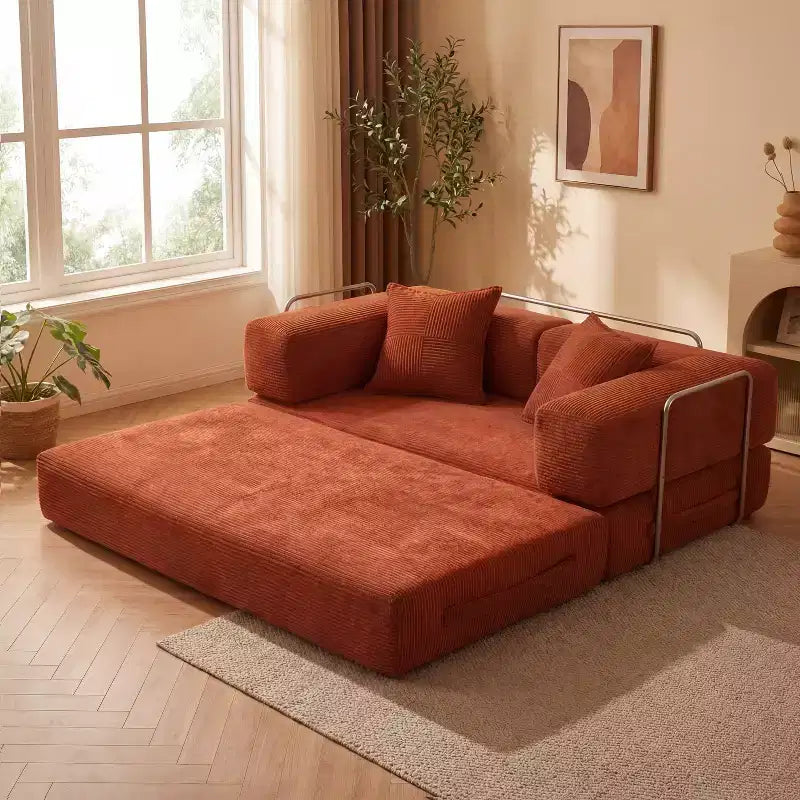 65Divano letto pieghevole in velluto a coste, divano matrimoniale a pavimento, 4-in-1, combinazione fai-da-te, divano modulare comodo e pieghevole.