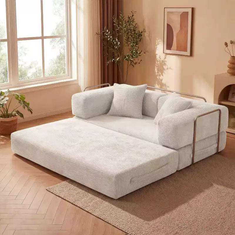 65Divano letto pieghevole in velluto a coste, divano matrimoniale a pavimento, 4-in-1, combinazione fai-da-te, divano modulare comodo e pieghevole.