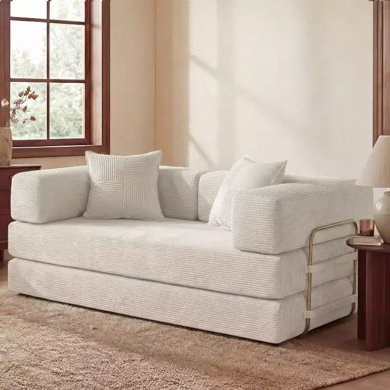 Dyonery 65Folding Sofa Bed Convertable Corduroy Couch King Size Floor Sleeper 4-in-1 DIY Combination Modular Sofa Fold Out Comfy sofa.