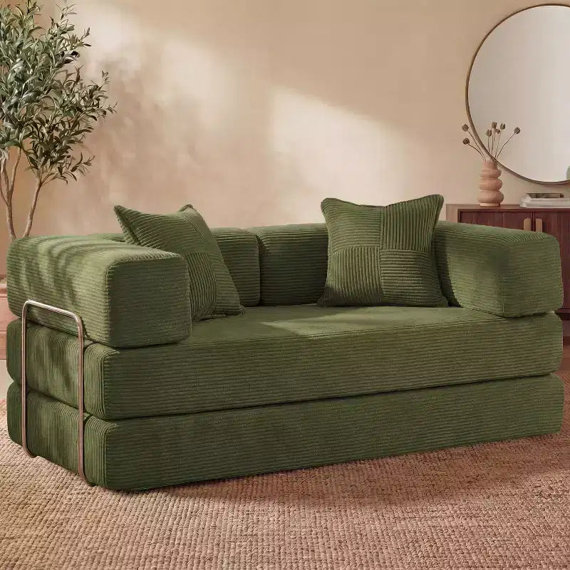 65Divano letto pieghevole in velluto a coste, divano matrimoniale a pavimento, 4-in-1, combinazione fai-da-te, divano modulare comodo e pieghevole.