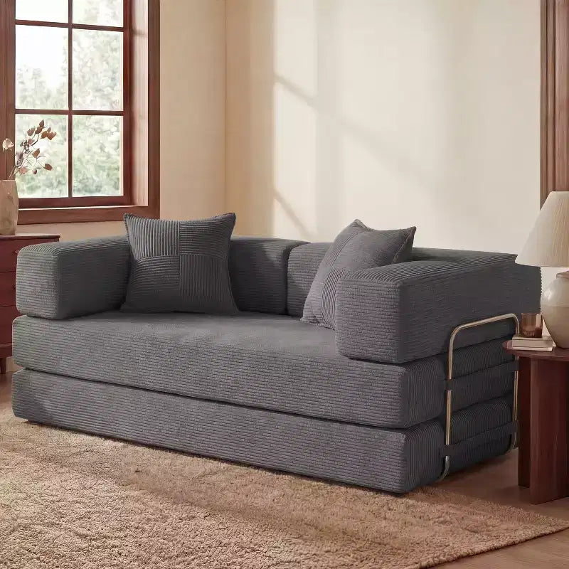 65Divano letto pieghevole in velluto a coste, divano matrimoniale a pavimento, 4-in-1, combinazione fai-da-te, divano modulare comodo e pieghevole.