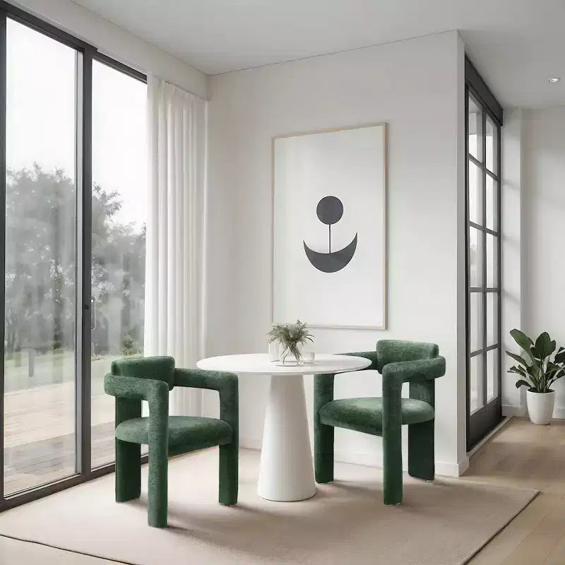 Sedia da pranzo Brenda in ciniglia verde, set da 2