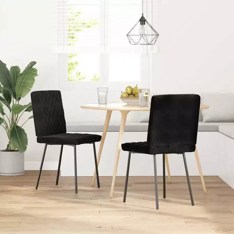 Set di 4 sedie da pranzo in velluto nero (100% poliestere), compensato, metallo