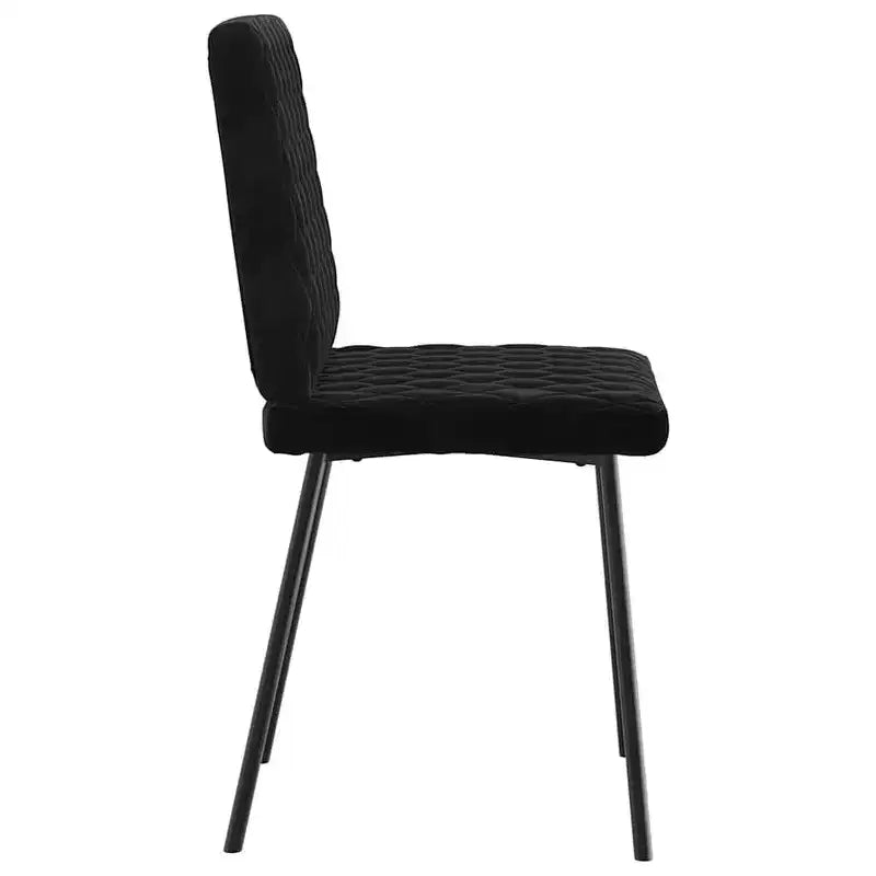 Set di 4 sedie da pranzo in velluto nero (100% poliestere), compensato, metallo