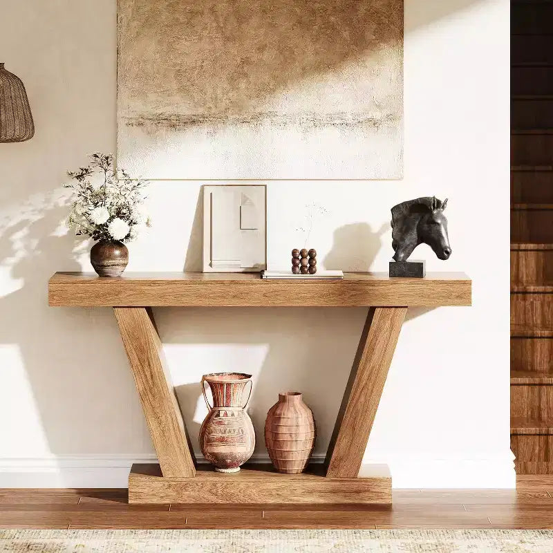Consolle da 63", Tavolo in Legno Stretto da Divano per Ingresso, Tavolo d'Appoggio per Soggiorno, Entrata