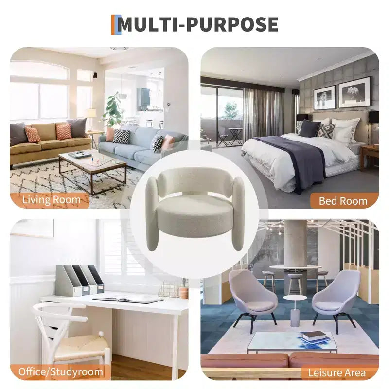 Set Di 2 Poltroncine A Botte, Sedie Lounge Imbottite Moderne Per Camera Da Letto O Ufficio, Bianche