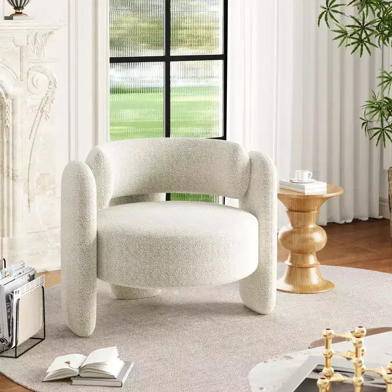 Set Di 2 Poltroncine A Botte, Sedie Lounge Imbottite Moderne Per Camera Da Letto O Ufficio, Bianche