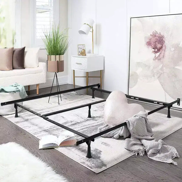 Adjustable Bed Frame with Center Support Legs, Heavy Duty Metal Platform Bed Frame