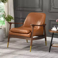 Poltrona d'accento moderna Freja in similpelle e legno, marrone