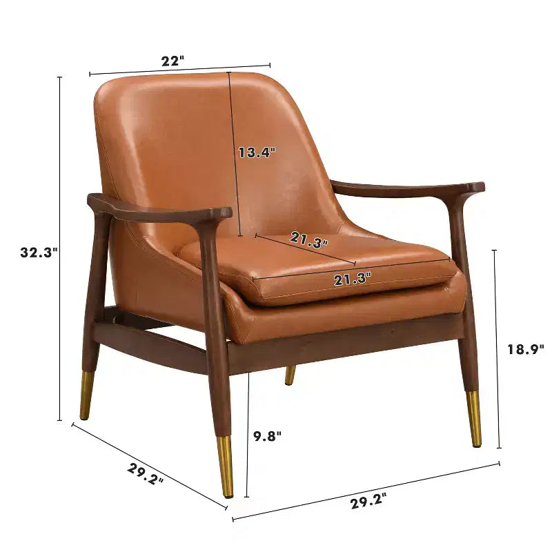 Freja Modern Faux Leather and Wood Accent Chair, Brown