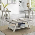 Roundhill Furniture Athens Contemporary 3-Piece Wood Shelf Coffee Table Set in Weathered Gray and Beige