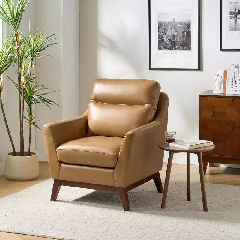 Poltrona in Vera Pelle Mid-Century Modern