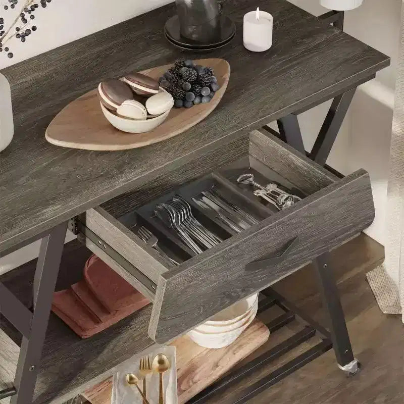 Carrello da cucina piccolo con ruote, carrello bar con ripiano a 3 livelli, isola cucina mobile, carrello da servizio bar per casa, stand per caffetteria
