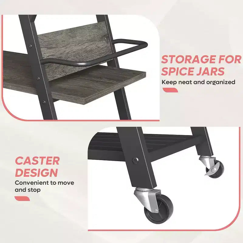 Carrello da cucina piccolo con ruote, carrello bar con ripiano a 3 livelli, isola cucina mobile, carrello da servizio bar per casa, stand per caffetteria