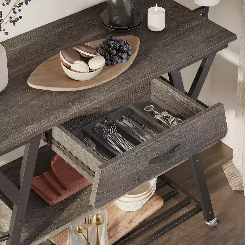 Carrello da cucina piccolo con ruote, carrello bar con ripiano a 3 livelli, isola cucina mobile, carrello da servizio bar per casa, stand per caffetteria