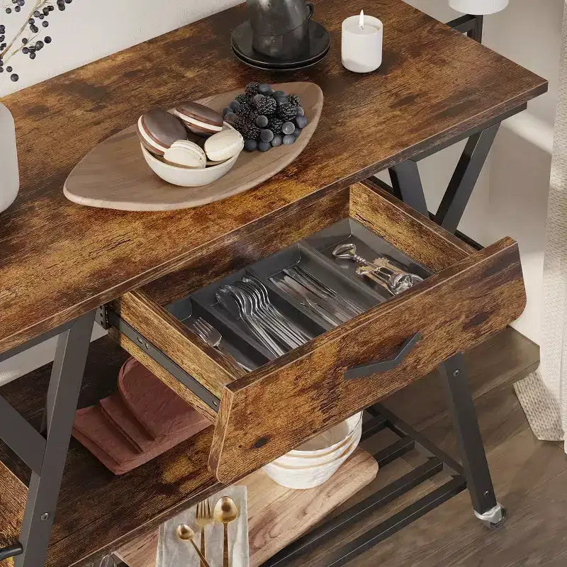 Carrello da cucina piccolo con ruote, carrello bar con ripiano a 3 livelli, isola cucina mobile, carrello da servizio bar per casa, stand per caffetteria