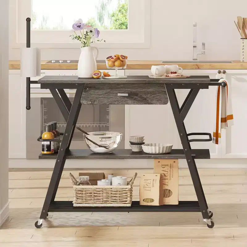Carrello da cucina piccolo con ruote, carrello bar con ripiano a 3 livelli, isola cucina mobile, carrello da servizio bar per casa, stand per caffetteria