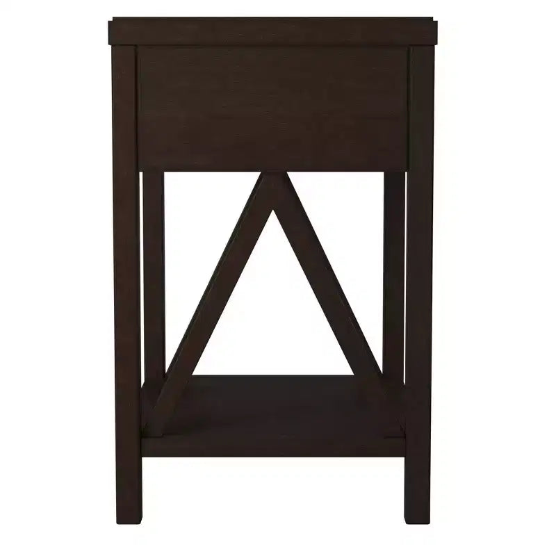 Comodino da 27,7" in legno tradizionale color Auburn con cassetto