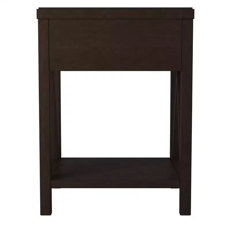 Comodino da 27,7" in legno tradizionale color Auburn con cassetto