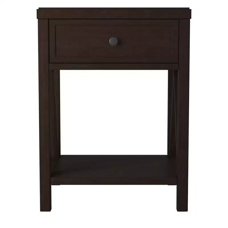 Comodino da 27,7" in legno tradizionale color Auburn con cassetto