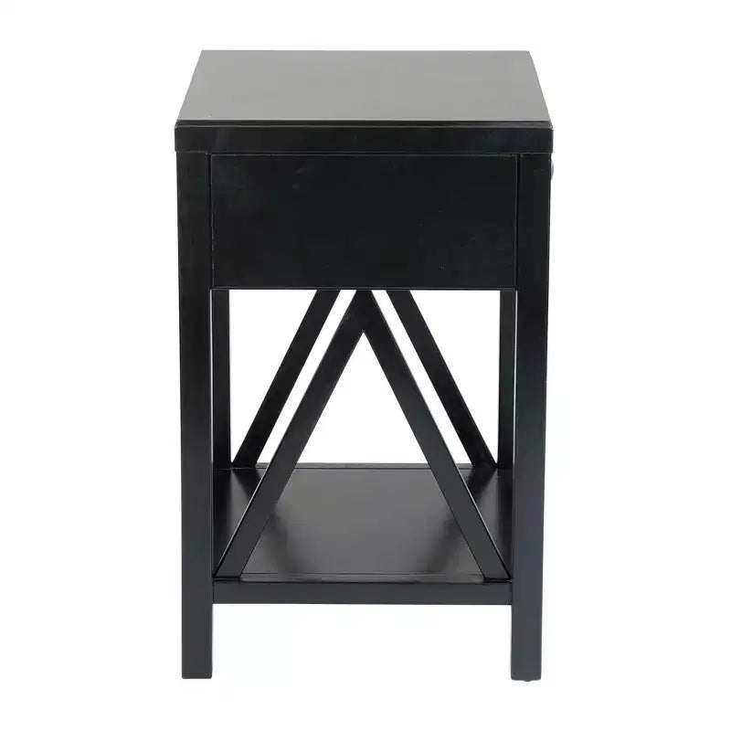 Comodino da 27,7" in legno tradizionale color Auburn con cassetto