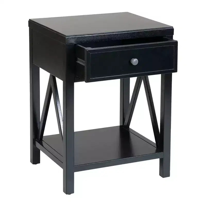 Comodino da 27,7" in legno tradizionale color Auburn con cassetto