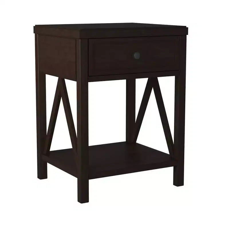 Comodino da 27,7" in legno tradizionale color Auburn con cassetto